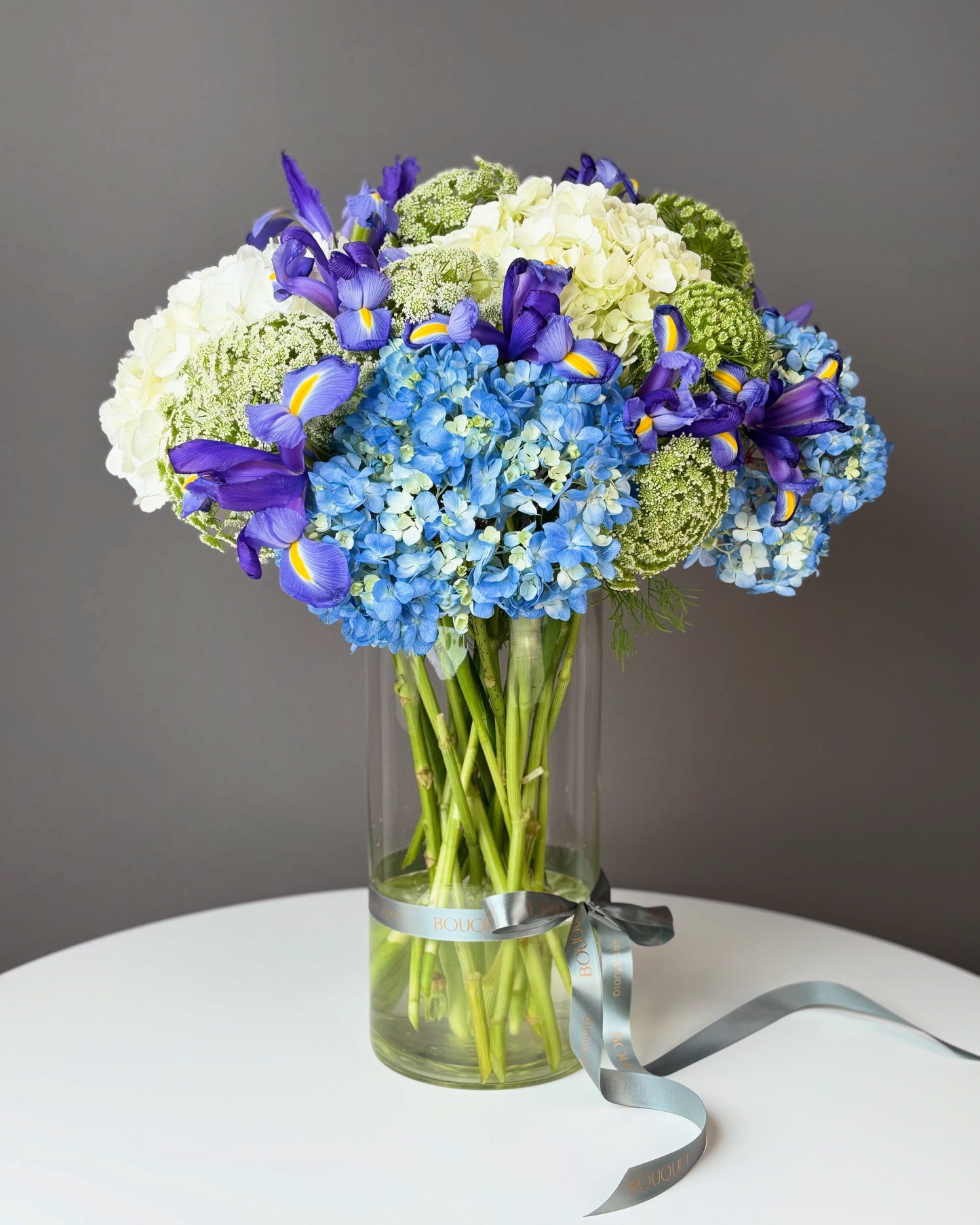 BLUE ELEGANCE & VASE | BQ BOUQUET |CUSTOM DESIGNS
