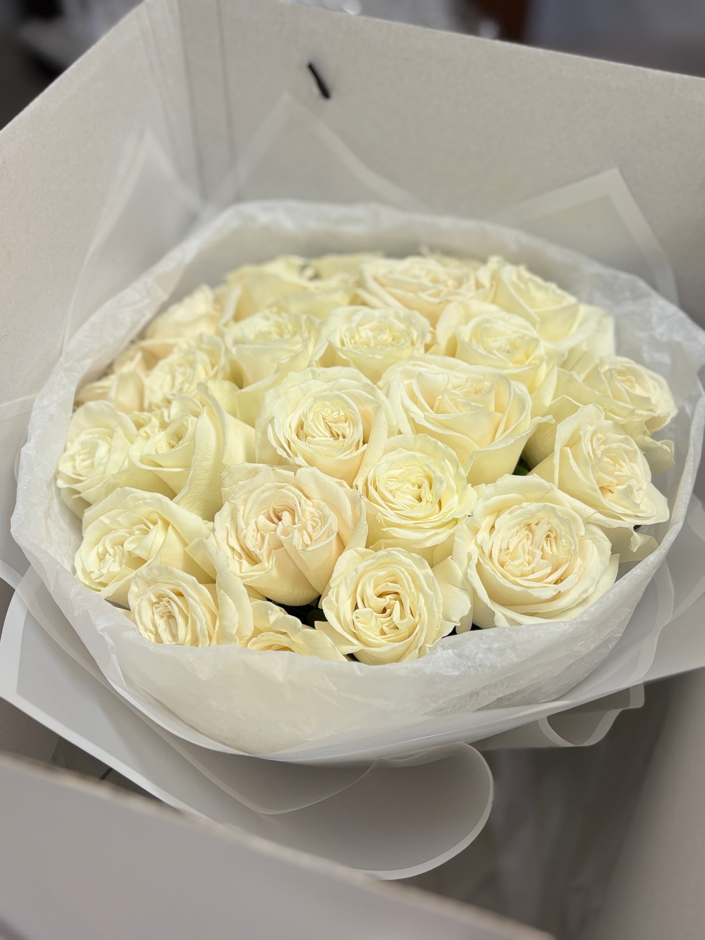 WITH LOVE WHITE ROSES BOUQUET - SAME DAY DELIVERY