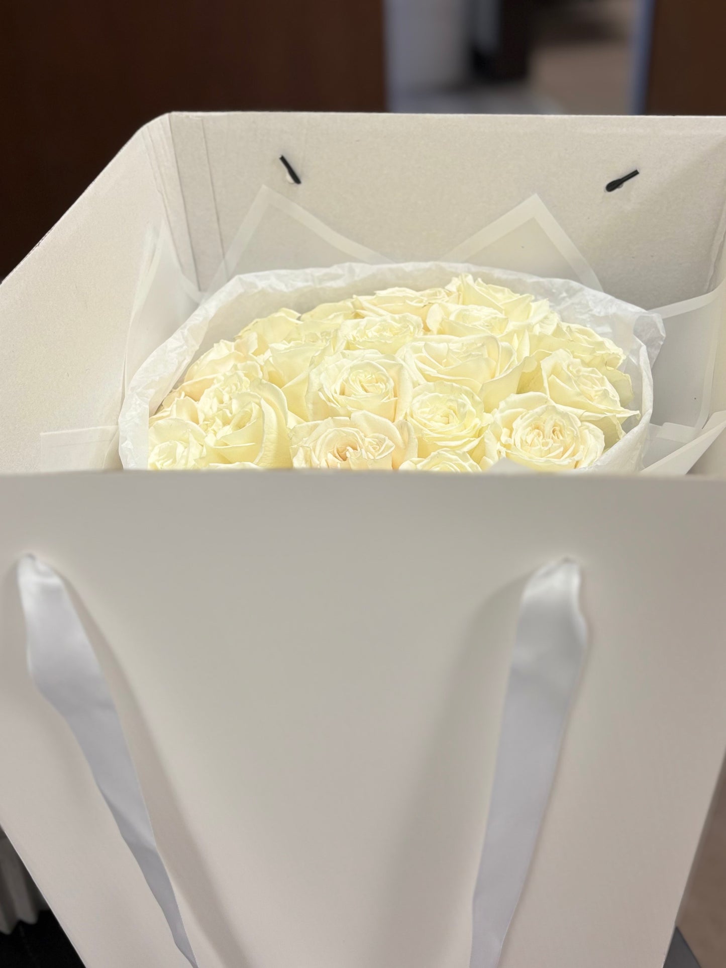 WITH LOVE WHITE ROSES BOUQUET - SAME DAY DELIVERY