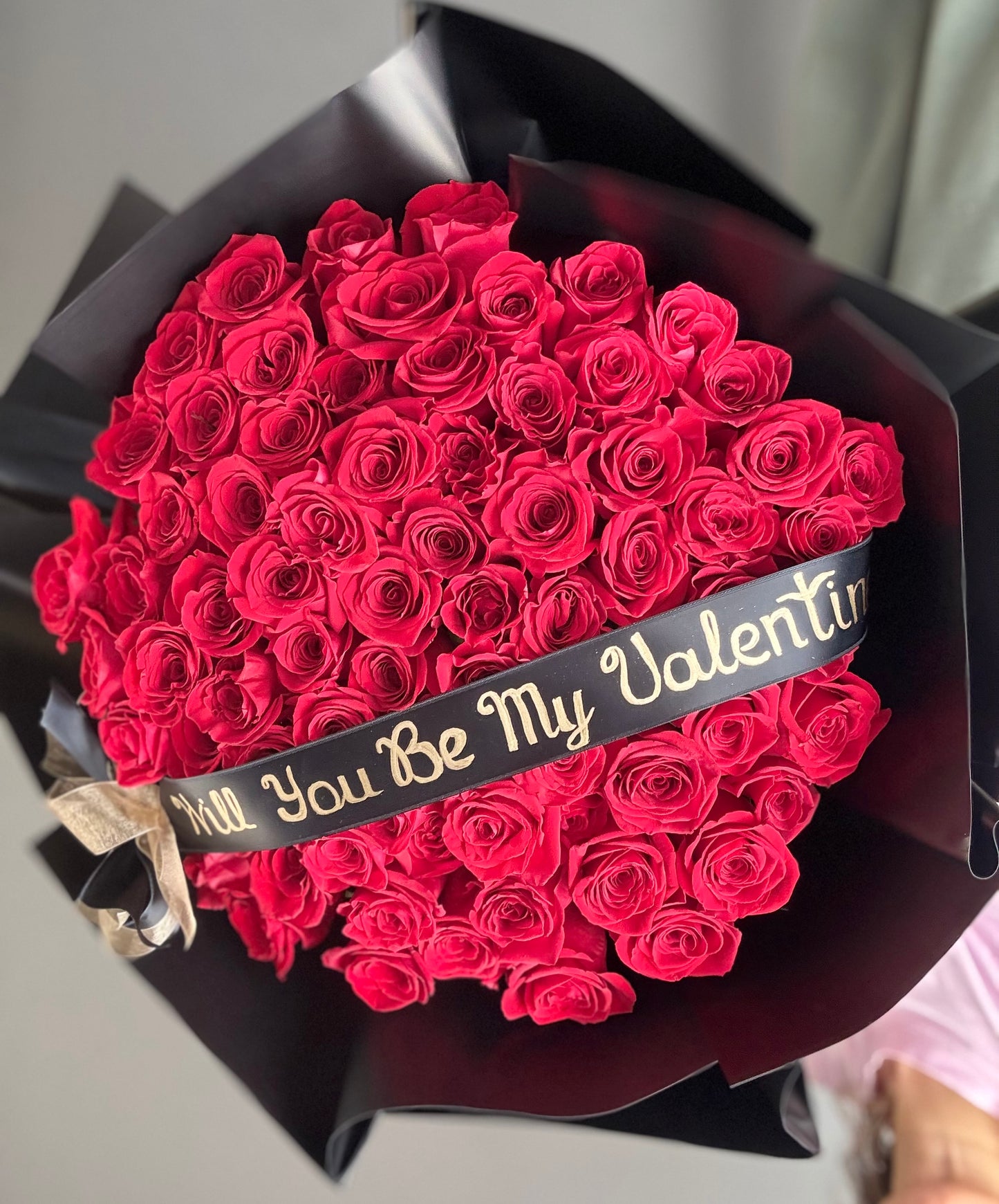 Valentine’s Day Custom Ribbon Rose Bouquet — Handmade Personalized Roses