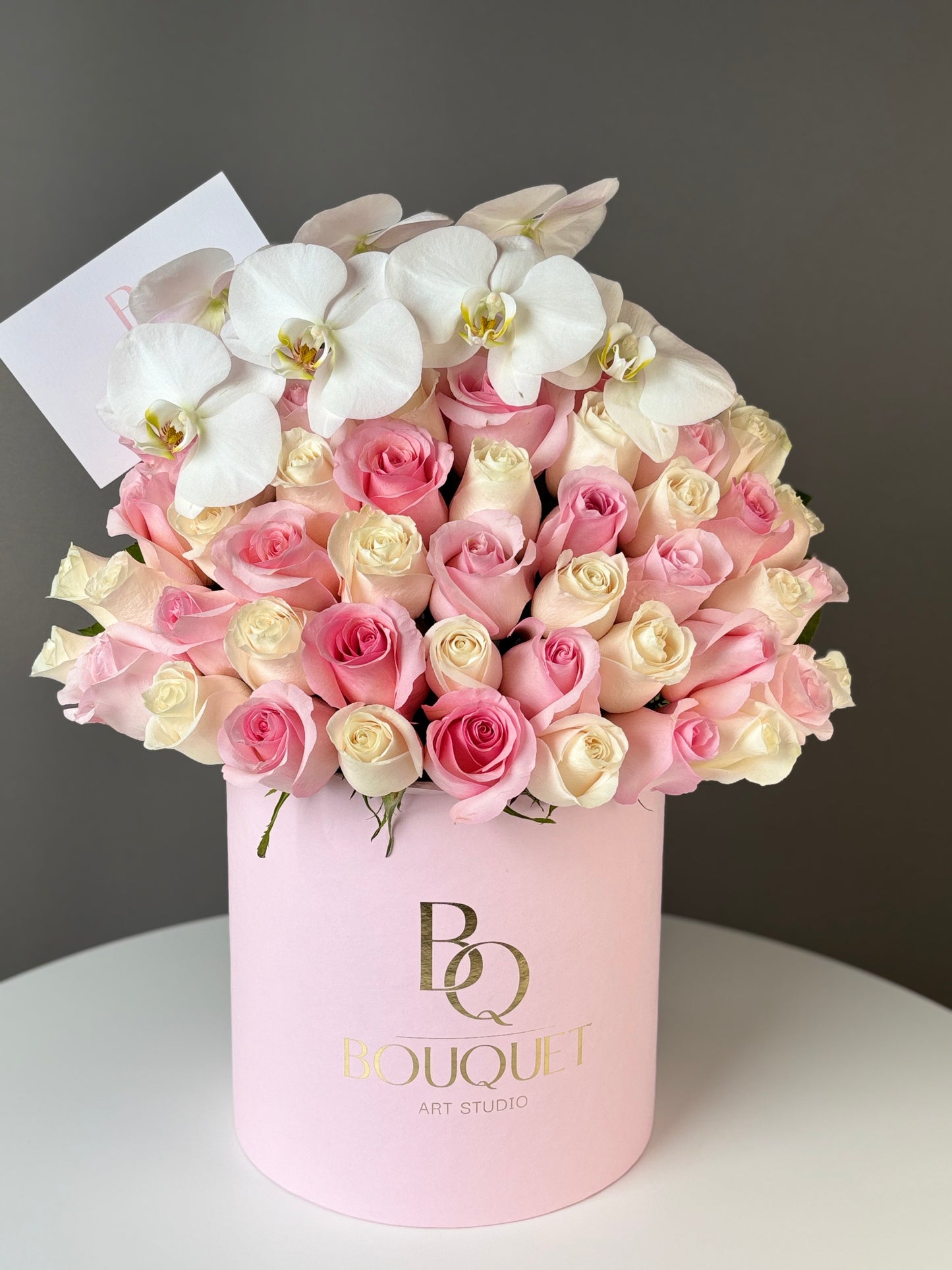 White Orchid Pearl – Roses & Orchid Luxury Box | Flower Delivery in Orange County, CA