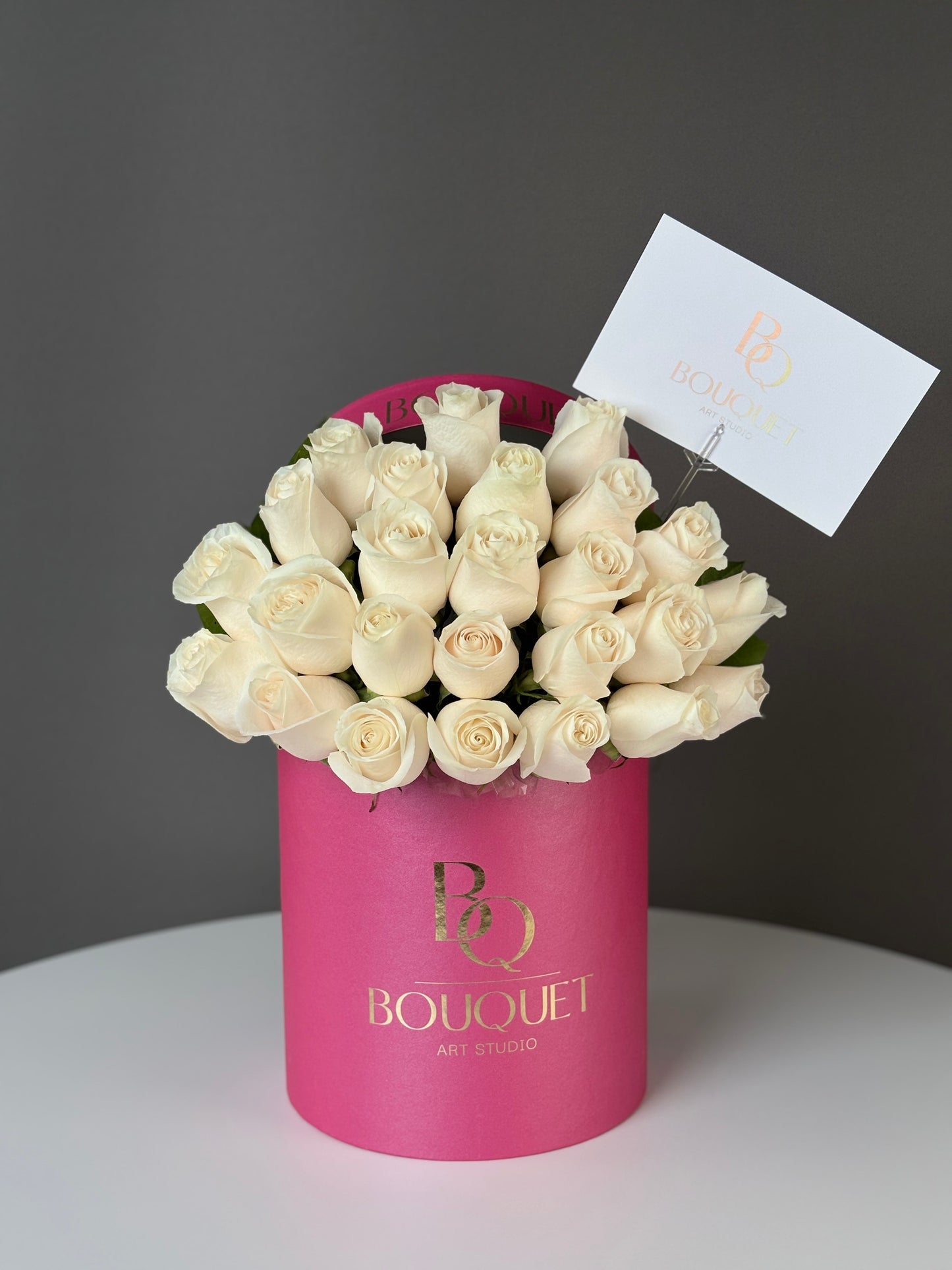 Pearl Pink Box with White Roses | Luxe Pearl Rose Flower Box