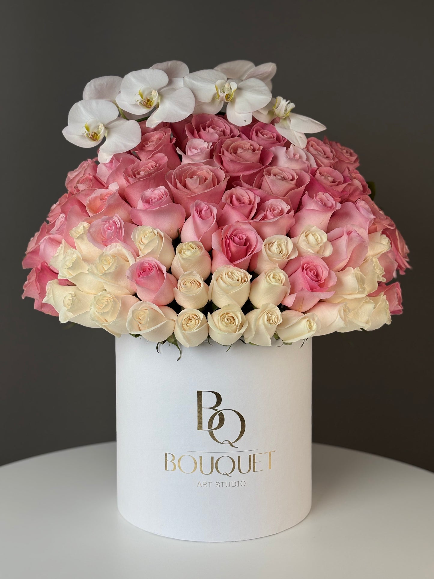 Amber Roses with Orchid