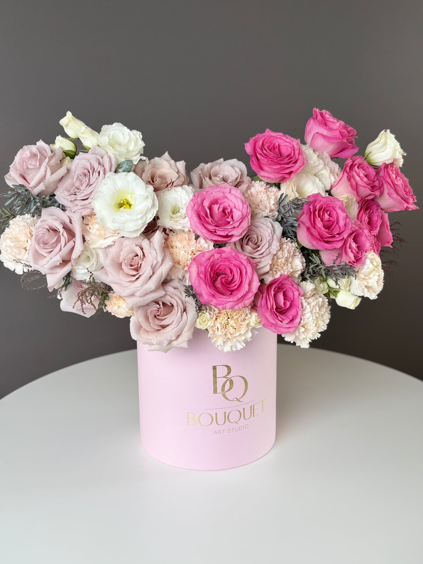 Flower Box Pink Roses & Lisianthus β Signature