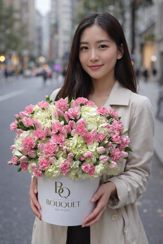 Flower Box Pink Tulips Mix