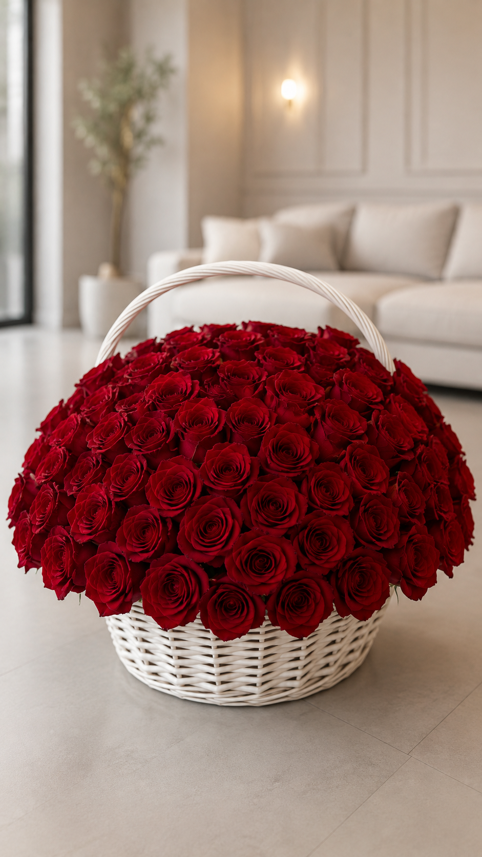 Large Red  Rose Basket – 100–200 Premium Roses