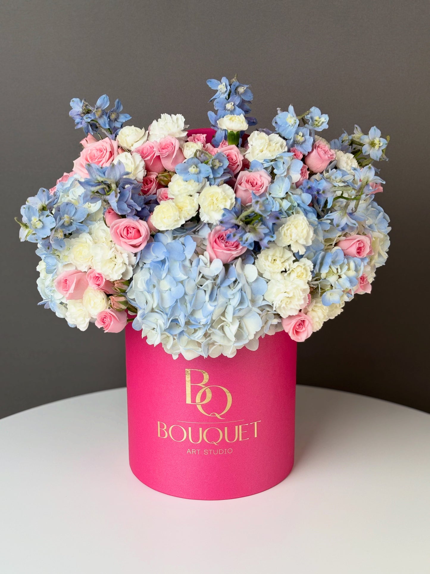 BLUE HYDRANGEA & SPRAY ROSES | BQ BOUQUET | ELEGANT GIFT FOR ANNIVERSARY & WEDDING