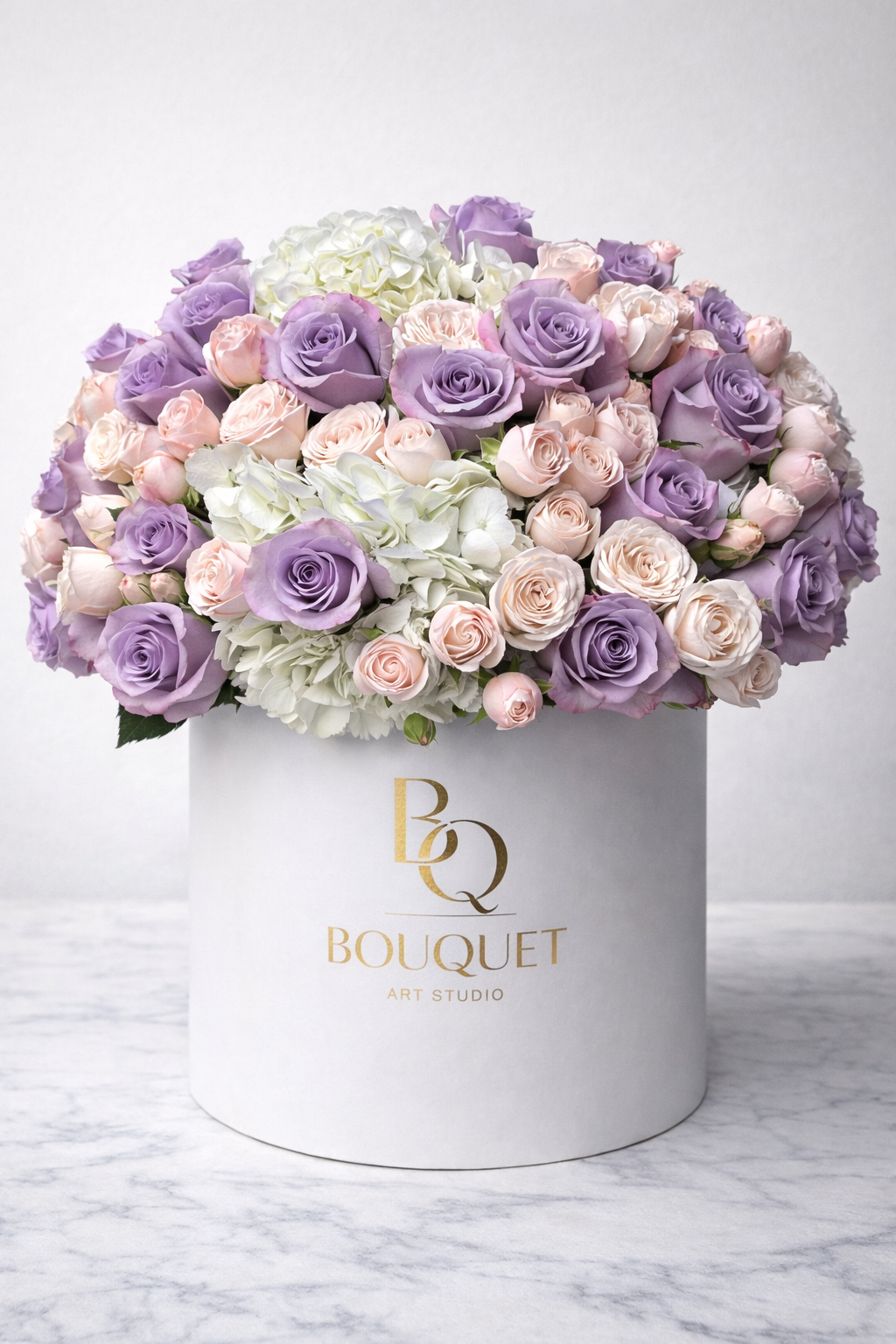 Bouquet Lavender Roses Flower Box