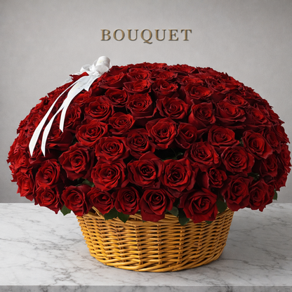 Signature 150/200/250/300/400 Red Roses Basket