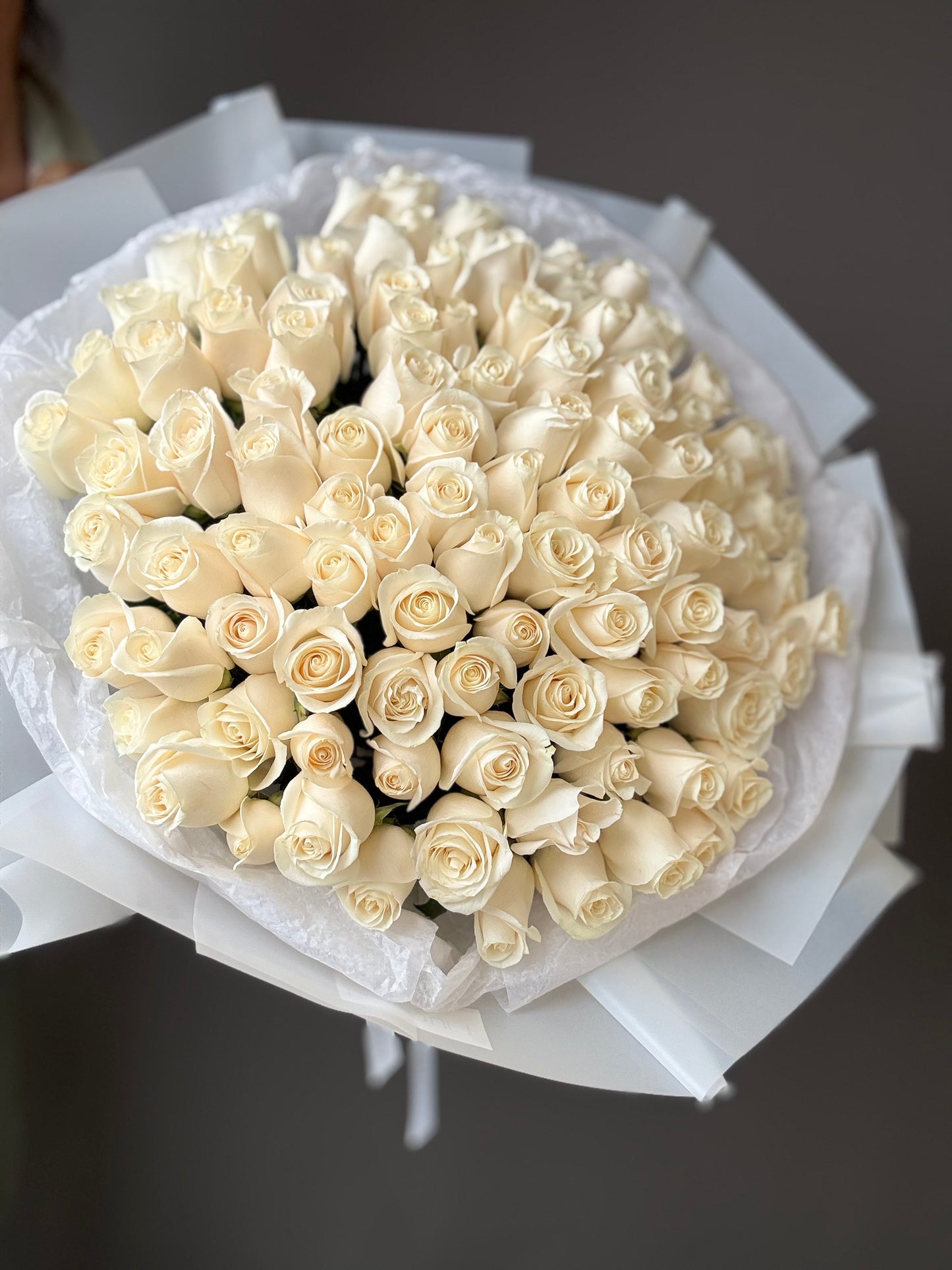 WITH LOVE WHITE ROSES BOUQUET - SAME DAY DELIVERY