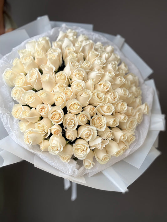 WITH LOVE WHITE ROSES BOUQUET - SAME DAY DELIVERY
