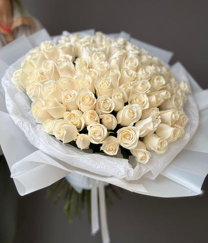 WITH LOVE WHITE ROSES BOUQUET - SAME DAY DELIVERY