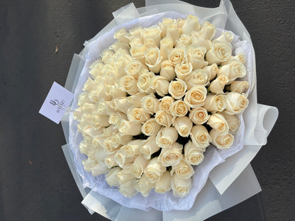 WITH LOVE WHITE ROSES BOUQUET - SAME DAY DELIVERY