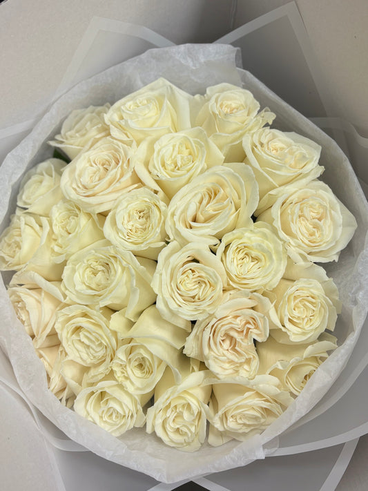 WITH LOVE WHITE ROSES BOUQUET - SAME DAY DELIVERY