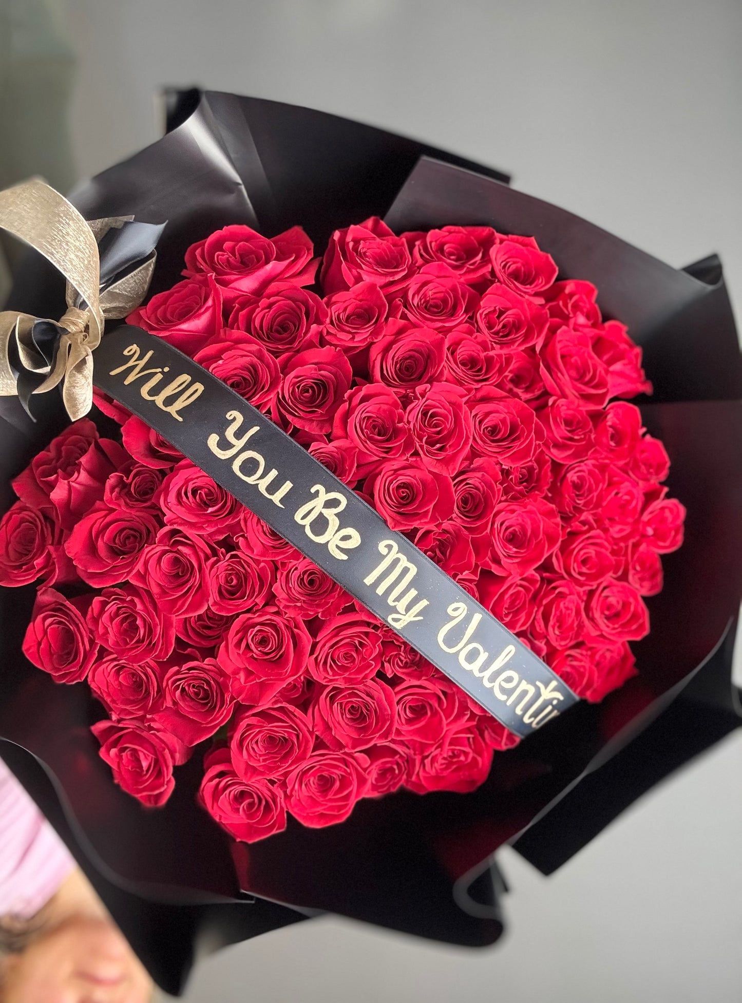 Valentine’s Day Custom Ribbon Rose Bouquet — Handmade Personalized Roses
