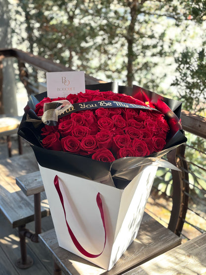 Valentine’s Day Custom Ribbon Rose Bouquet — Handmade Personalized Roses