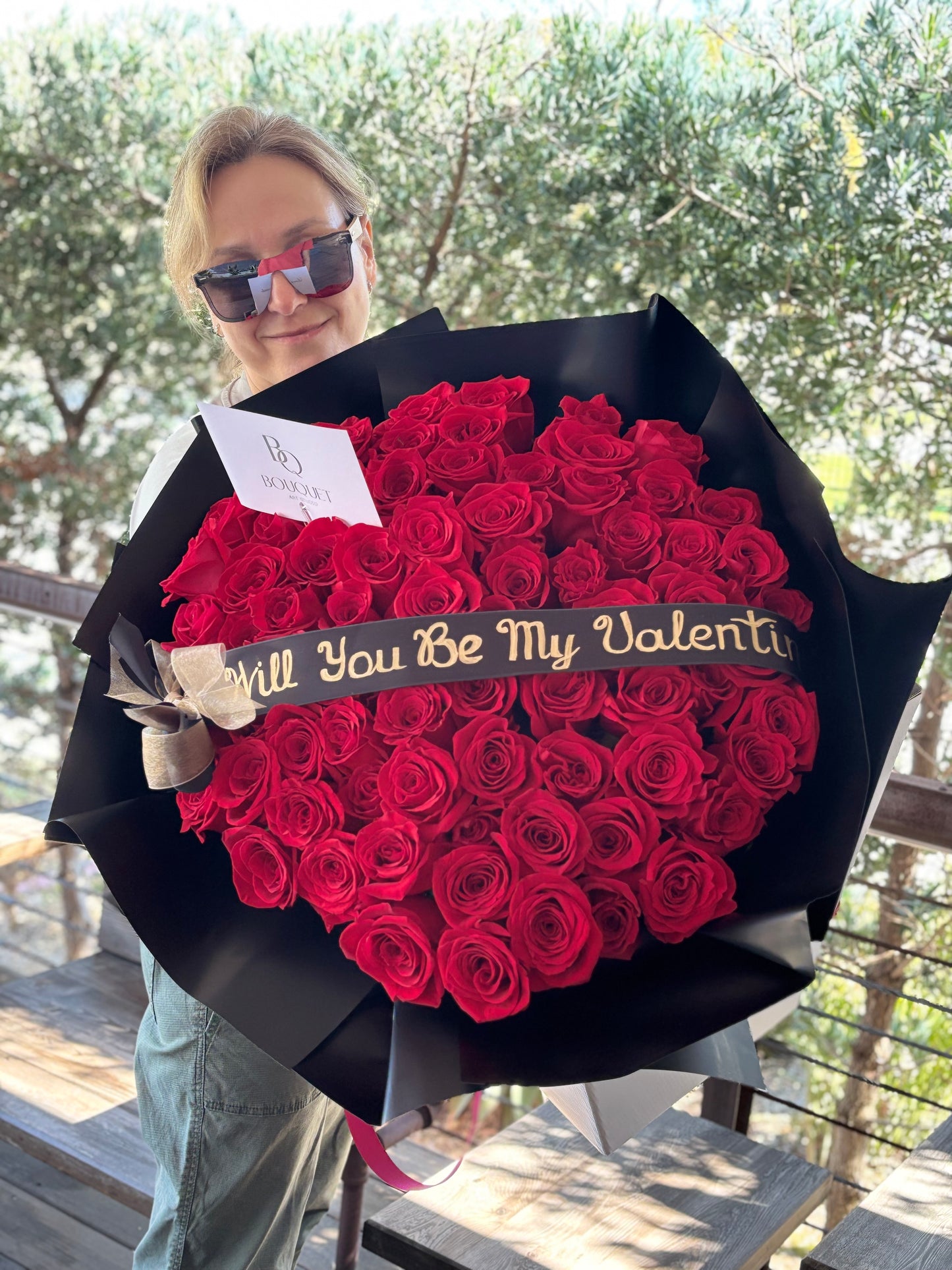 Valentine’s Day Custom Ribbon Rose Bouquet — Handmade Personalized Roses