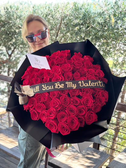 Valentine’s Day Custom Ribbon Rose Bouquet — Handmade Personalized Roses