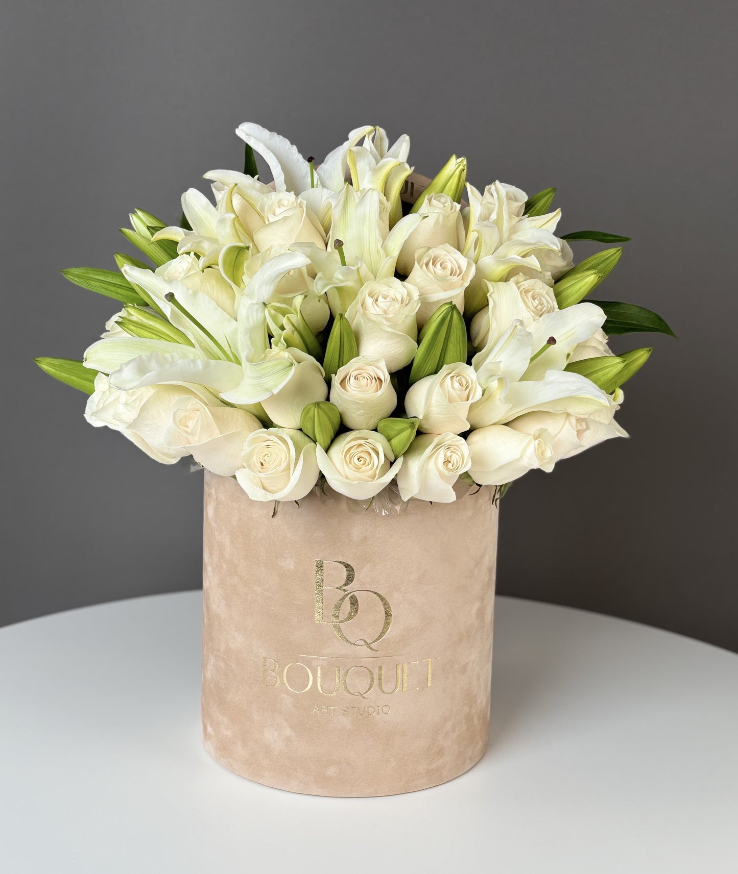 Champagne Grace — White Roses & Lilies