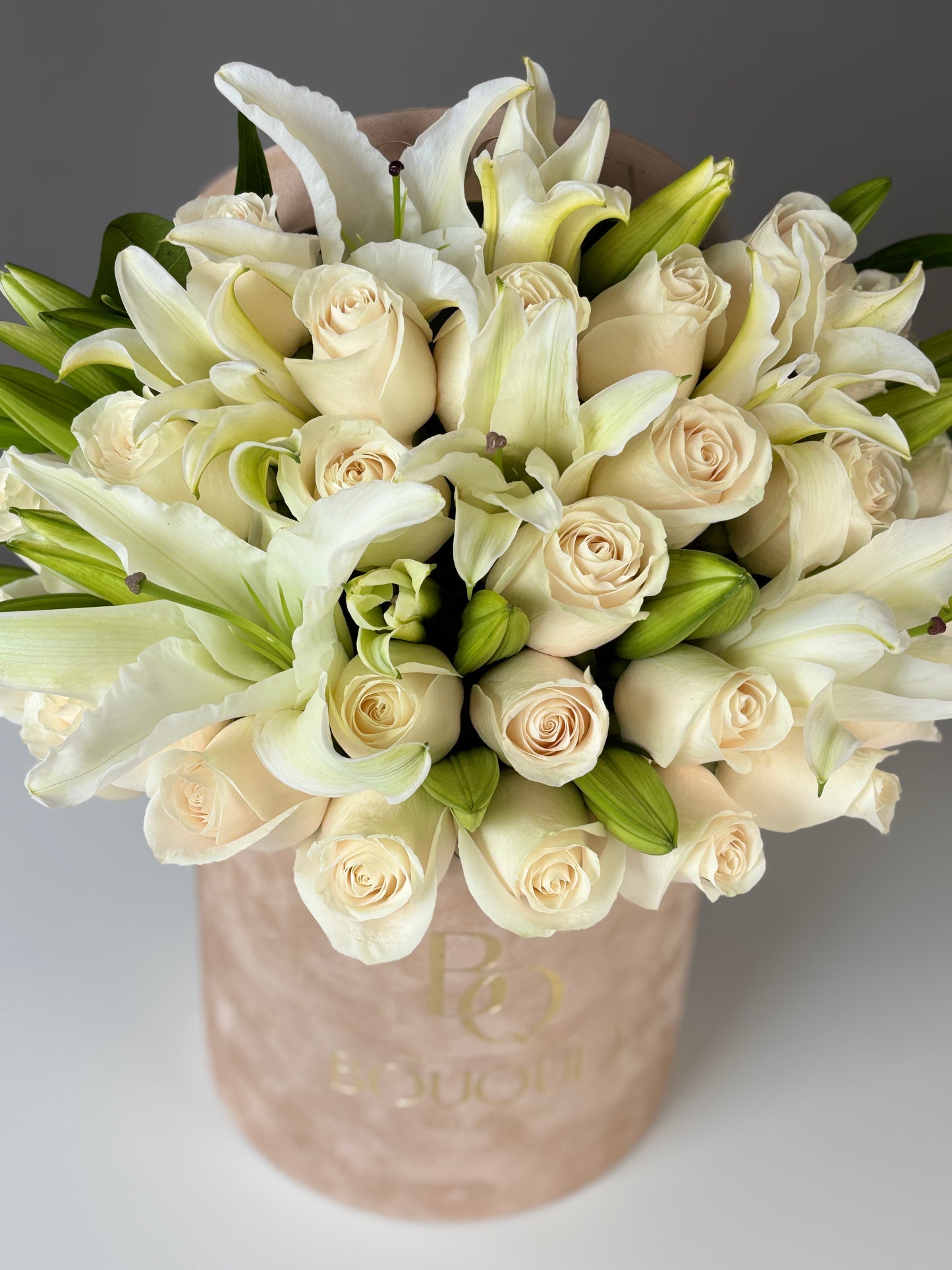 Champagne Grace — White Roses & Lilies