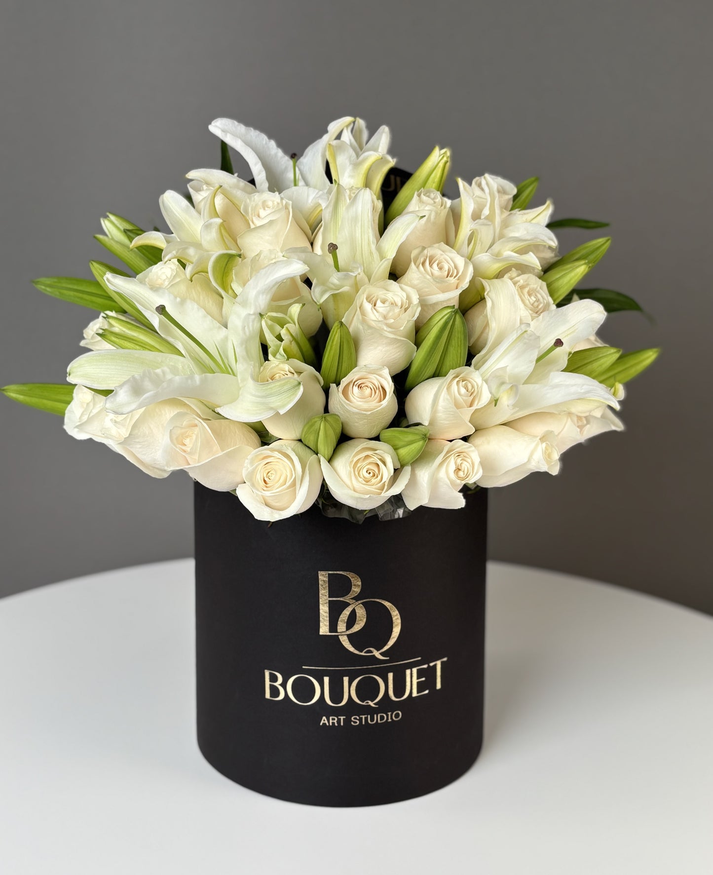 Ivory Elegance — White Roses & Lilies