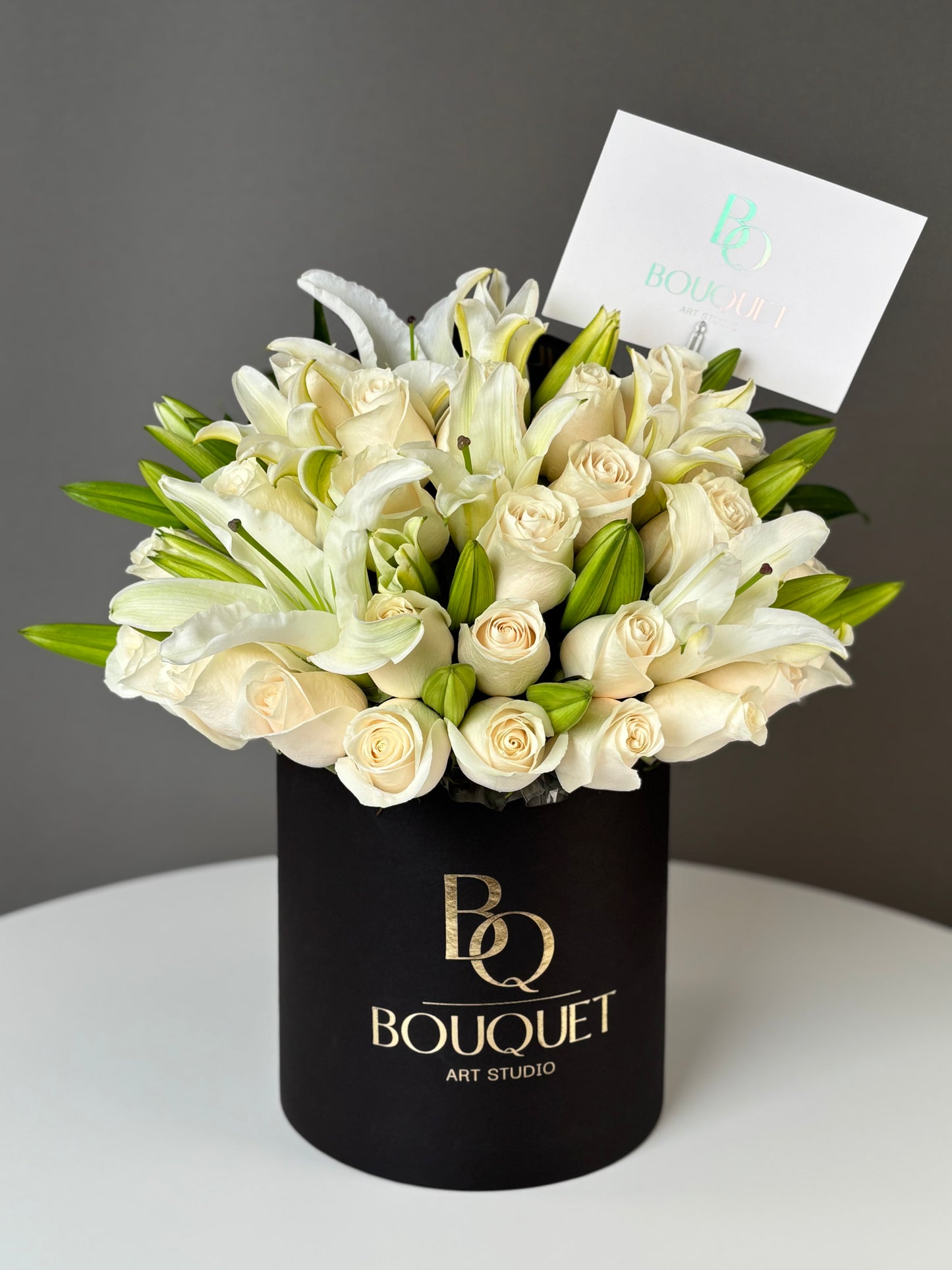 Ivory Elegance — White Roses & Lilies