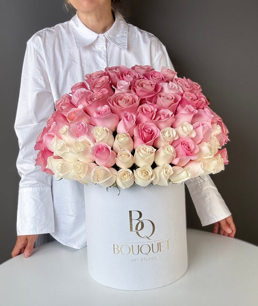Hot Pink Ombre Roses in Signature Box | Luxury Flower Delivery San Clemente