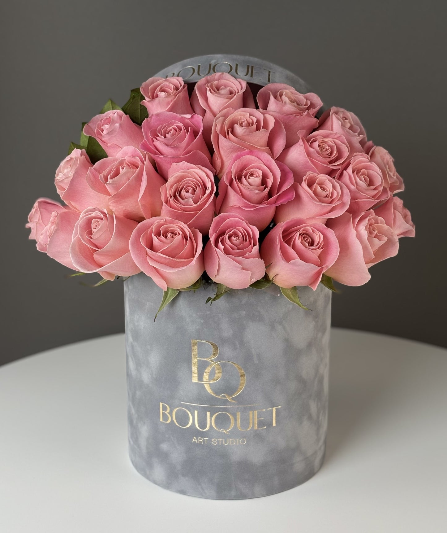 Coral Elegance & Signature Grey Velvet Box