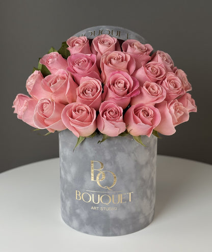 Coral Elegance & Signature Grey Velvet Box