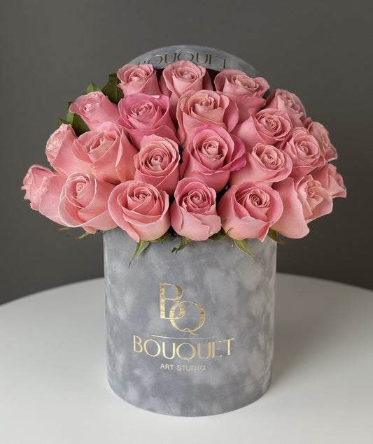 Coral Elegance & Signature Grey Velvet Box