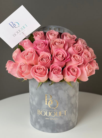 Coral Elegance & Signature Grey Velvet Box