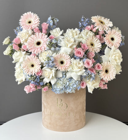 PASTEL ROSES | LUXE ARRANGEMENT| PREMIUM FLOWER BOX | BQ BOUQUET