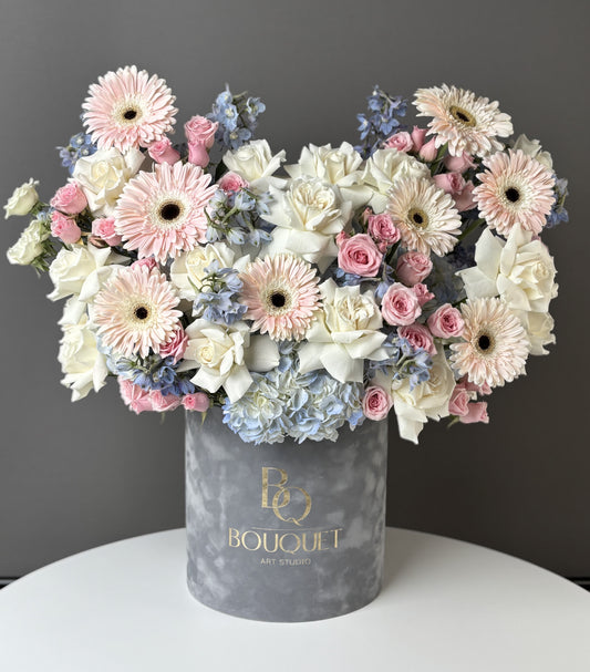 PASTEL ROSES | LUXE ARRANGEMENT| PREMIUM FLOWER BOX | BQ BOUQUET
