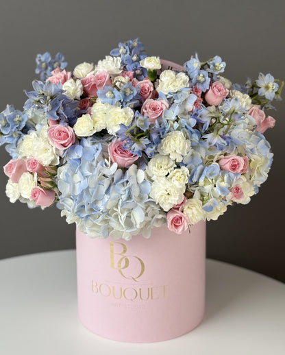 BLUE HYDRANGEA & SPRAY ROSES | BQ BOUQUET | ELEGANT ARRANGEMENT FOR ANNIVERSARY & WEDDING