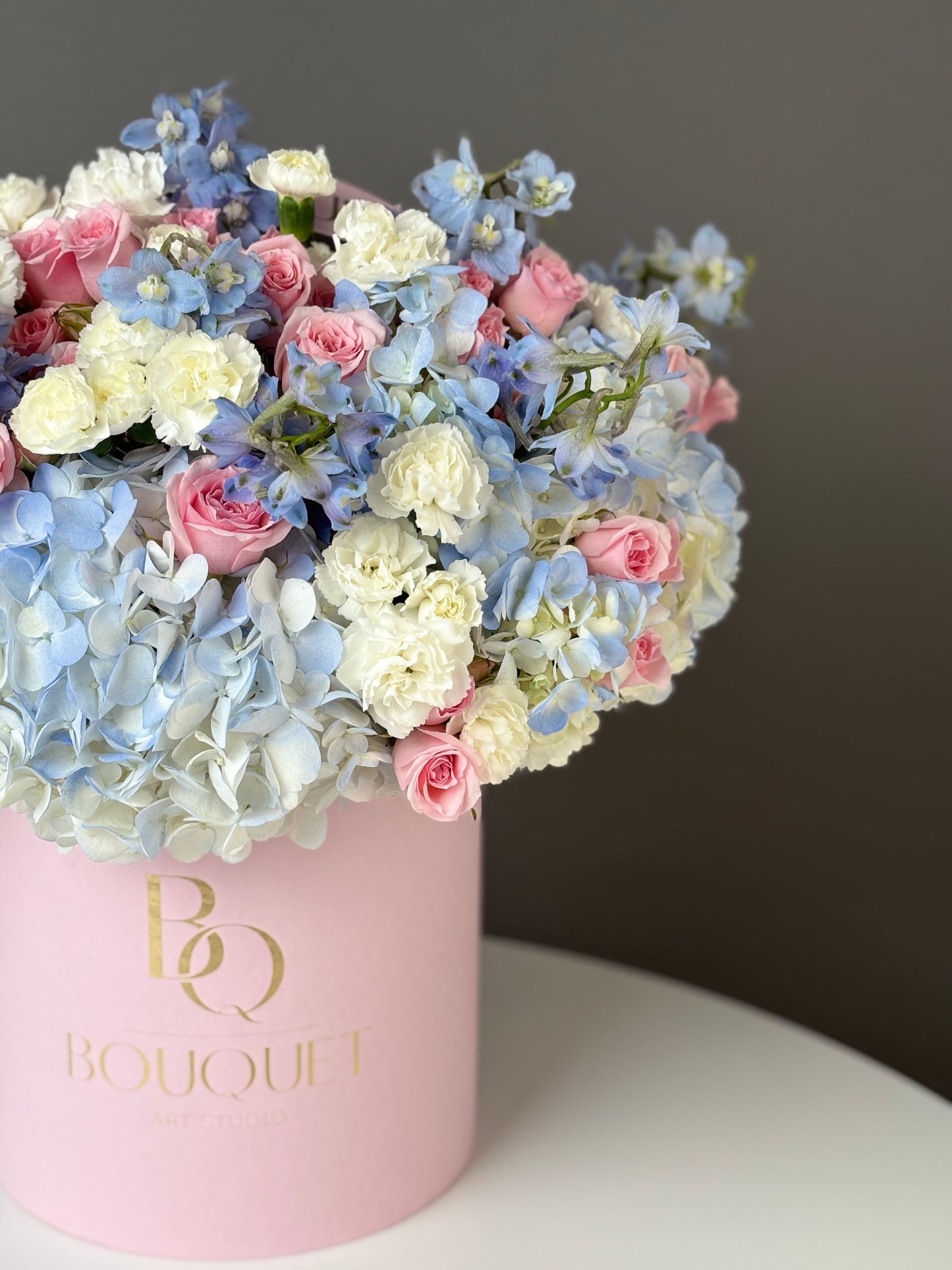 BLUE HYDRANGEA & SPRAY ROSES | BQ BOUQUET | ELEGANT ARRANGEMENT FOR ANNIVERSARY & WEDDING