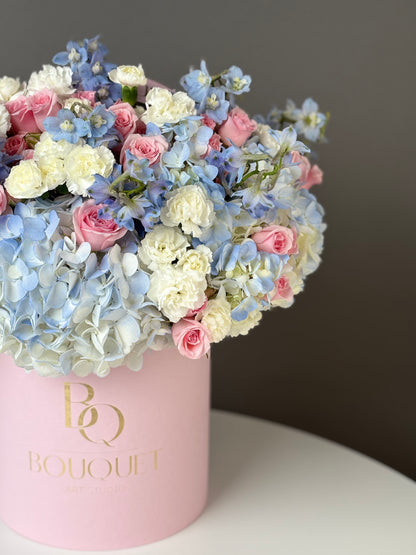 BLUE HYDRANGEA & SPRAY ROSES | BQ BOUQUET | ELEGANT ARRANGEMENT FOR ANNIVERSARY & WEDDING