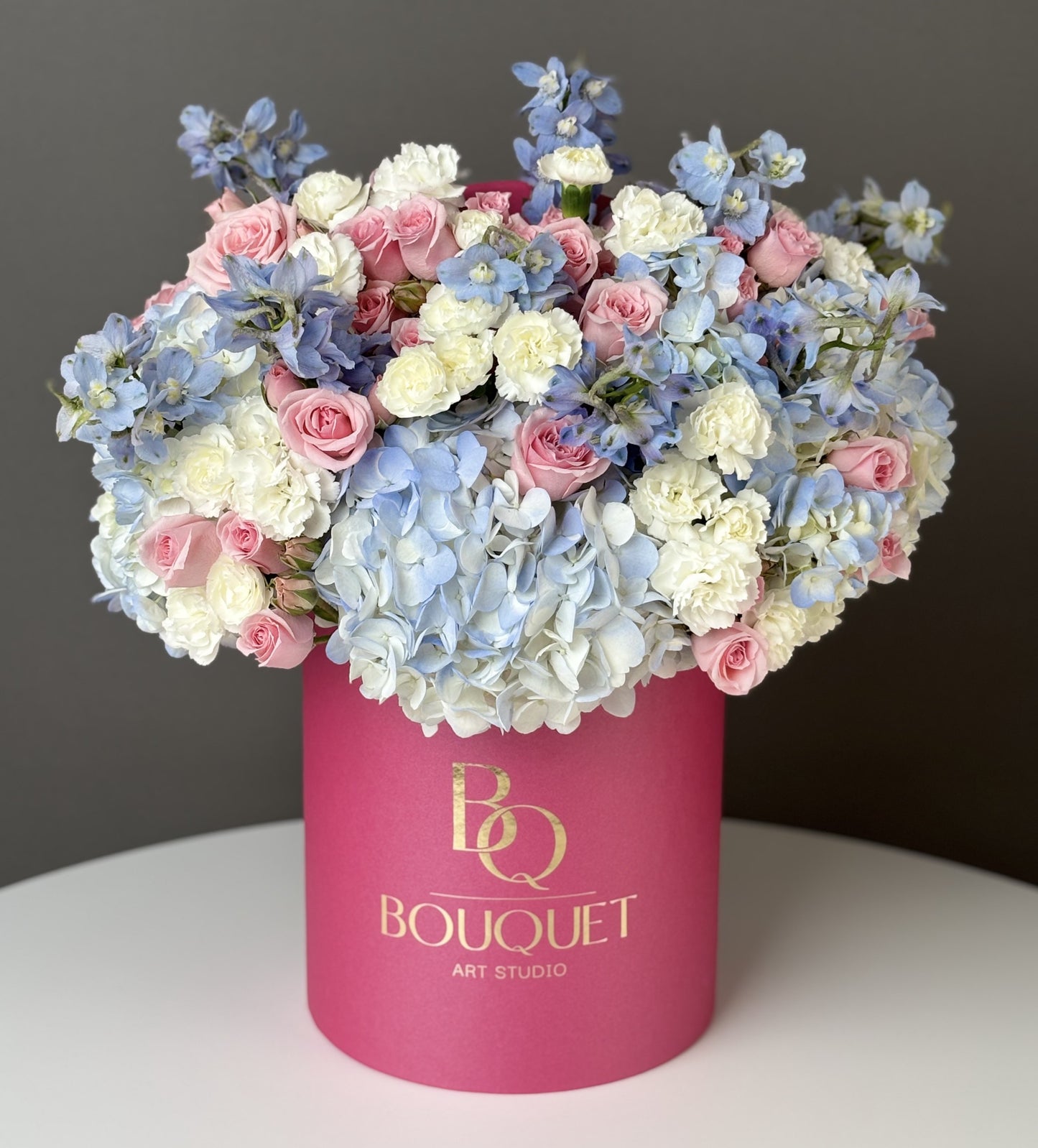 BLUE HYDRANGEA & SPRAY ROSES | BQ BOUQUET | ELEGANT GIFT FOR ANNIVERSARY & WEDDING