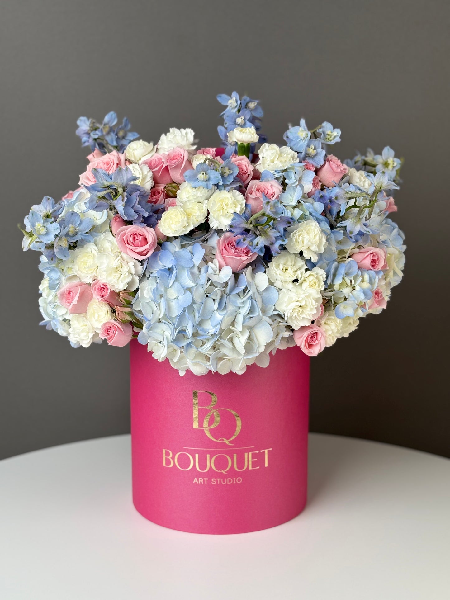 BLUE HYDRANGEA & SPRAY ROSES | BQ BOUQUET | ELEGANT GIFT FOR ANNIVERSARY & WEDDING