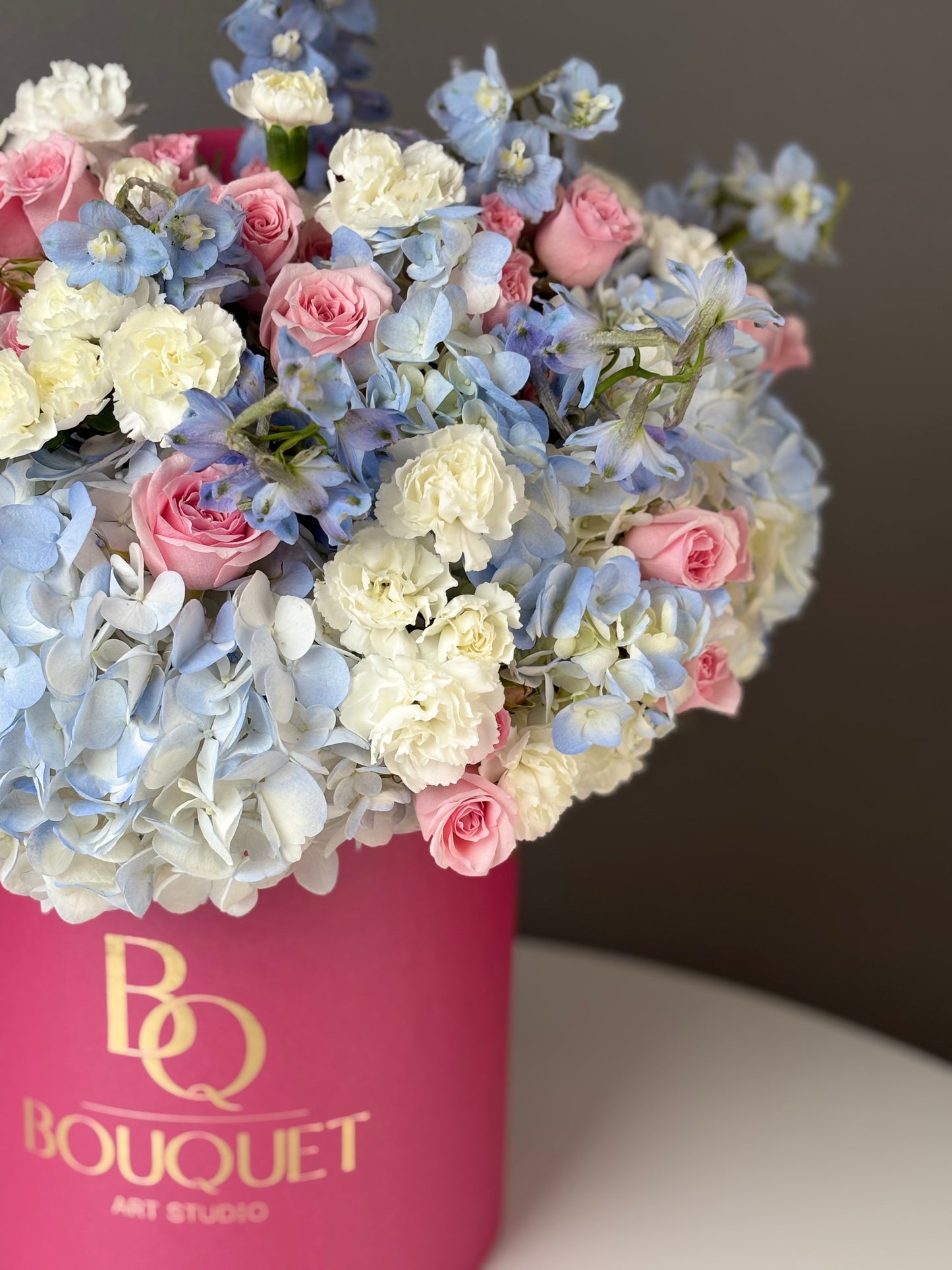BLUE HYDRANGEA & SPRAY ROSES | BQ BOUQUET | ELEGANT GIFT FOR ANNIVERSARY & WEDDING
