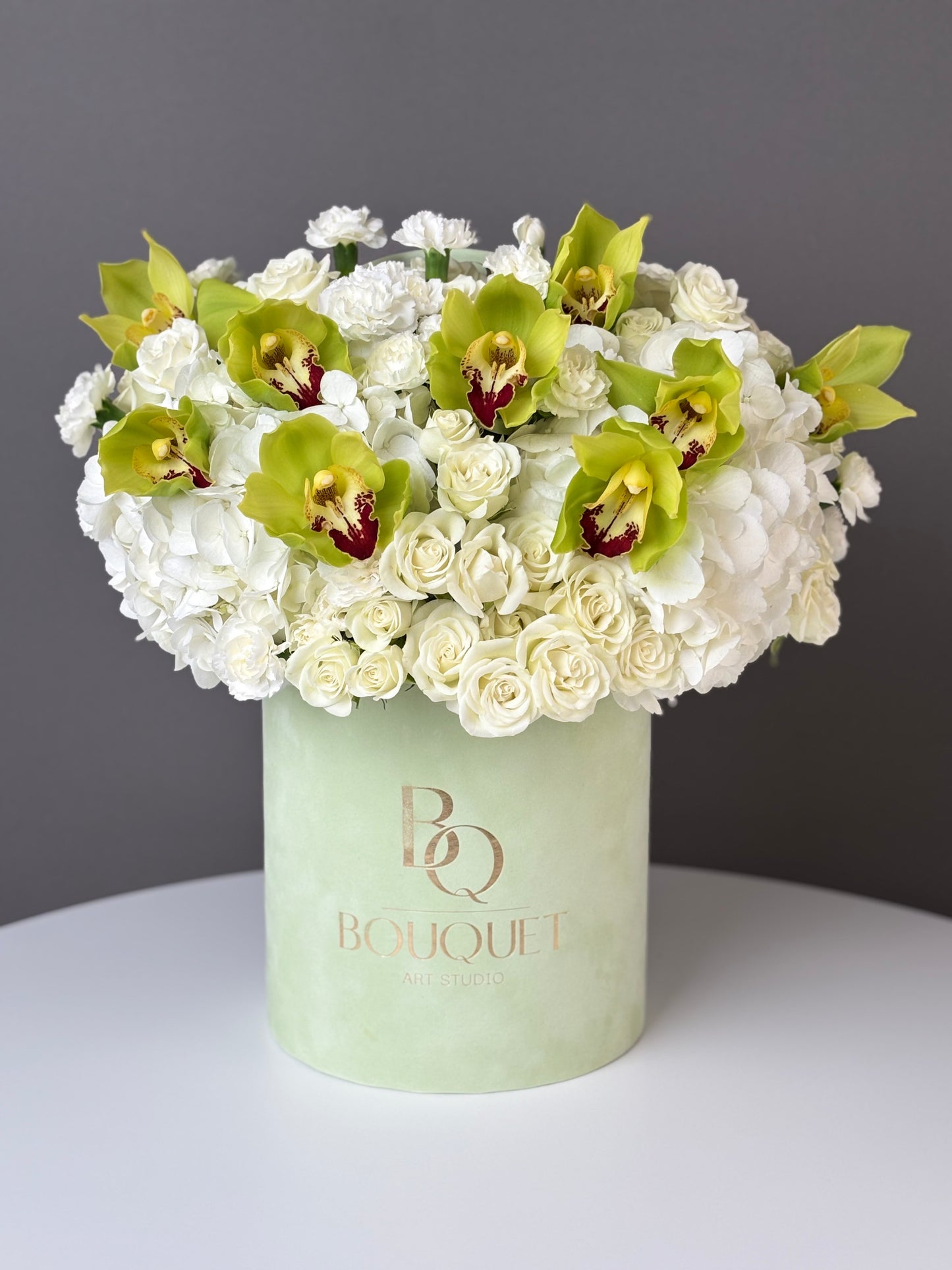 GREEN ORCHID & WHITE FLOWERS | BQ BOUQUET | LUXURY BOUQUET GIFT