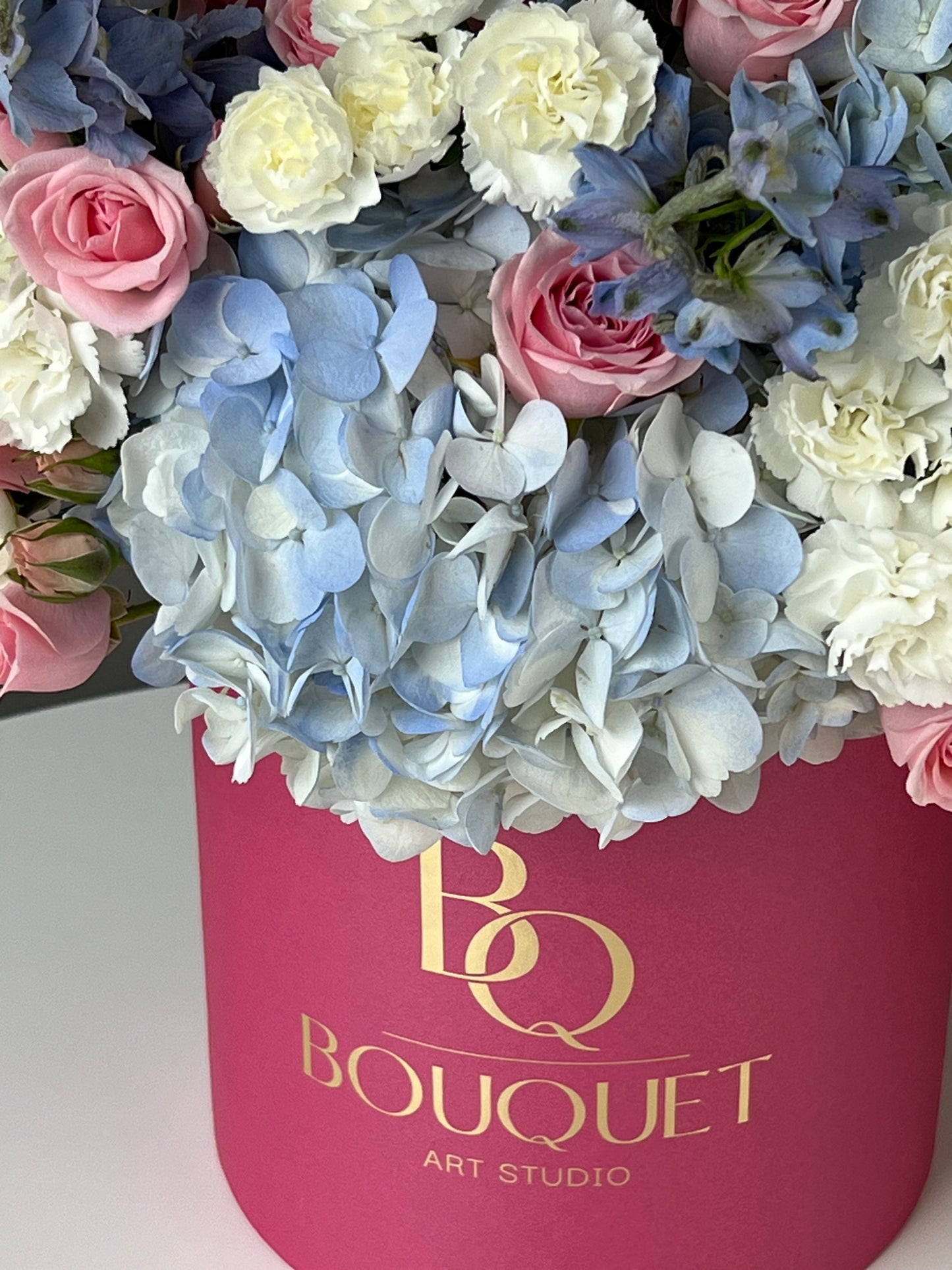 BLUE HYDRANGEA & SPRAY ROSES | BQ BOUQUET | ELEGANT GIFT FOR ANNIVERSARY & WEDDING