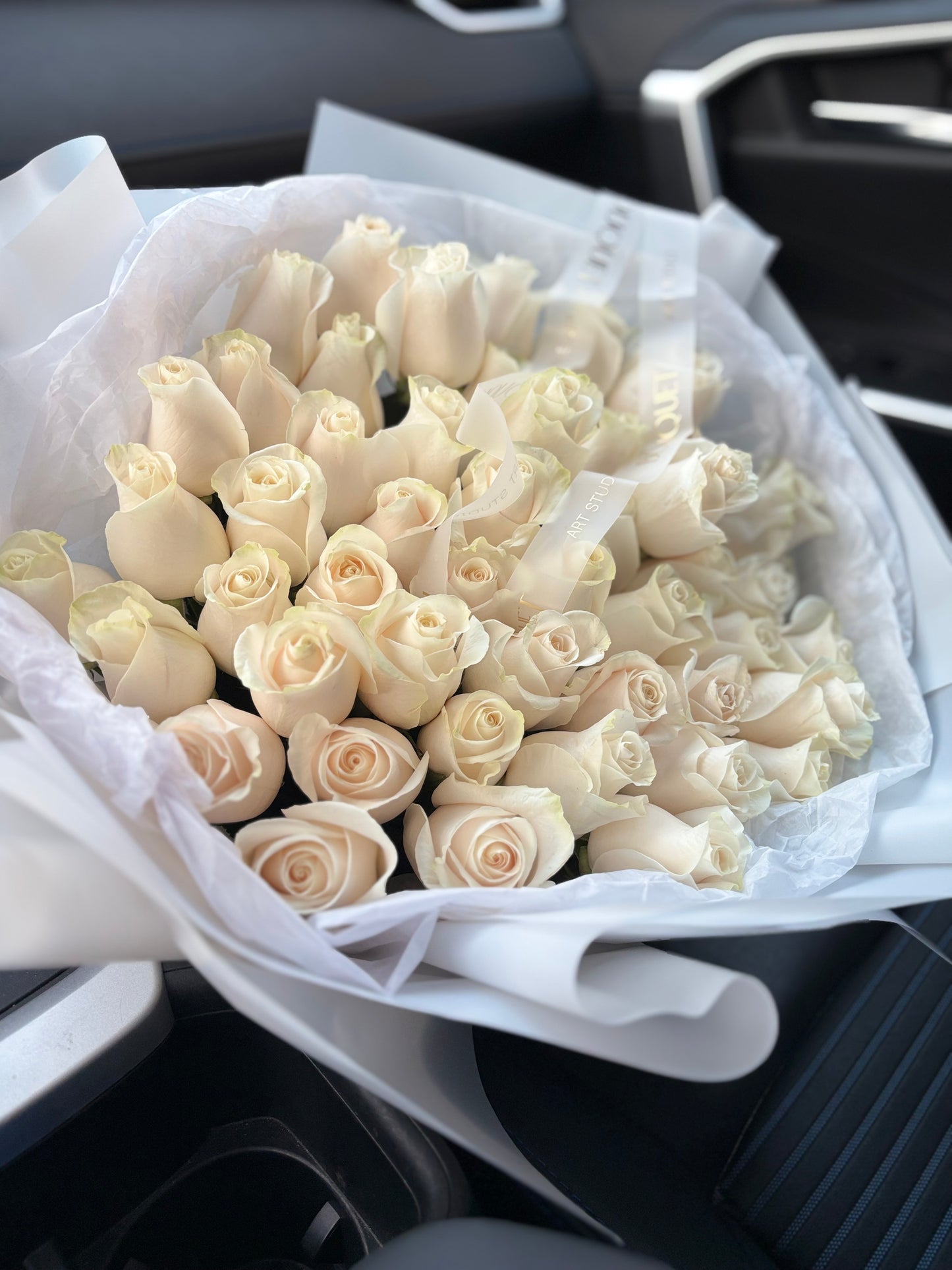WITH LOVE WHITE ROSES BOUQUET - SAME DAY DELIVERY