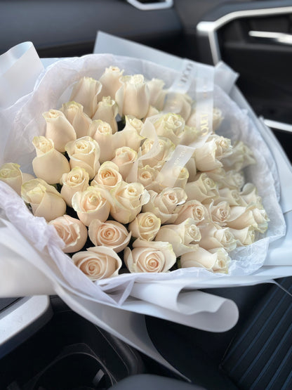 WITH LOVE WHITE ROSES BOUQUET - SAME DAY DELIVERY