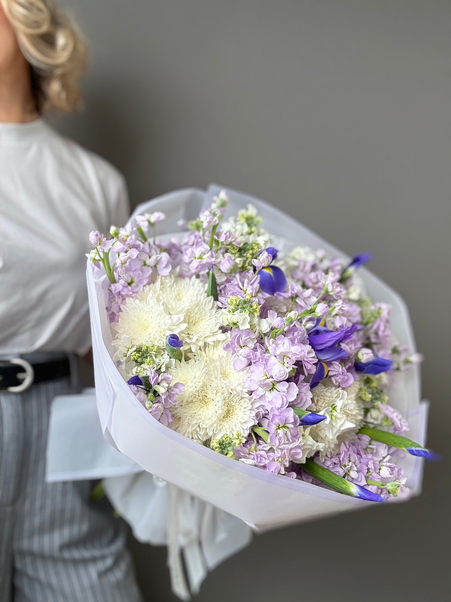 LUXURY LAVENDER STOCK & IRIS BOUQUET IN COSTA MESA